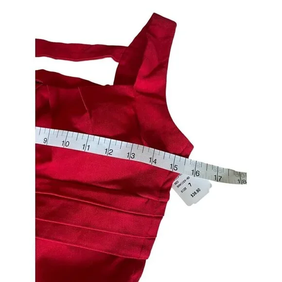 Windsor Red Dress Womens Junior Size 7 Strappy Back Side Zip NEW - Picture 6 of 13